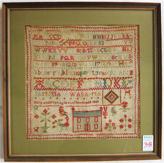 Appraisal: TH CENTURY EMBROIDERED SAMPLER made in by Mary Anderson age