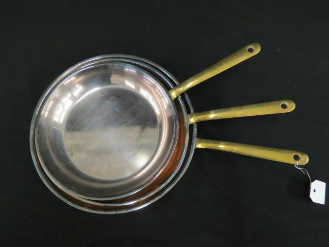 Appraisal: pc Copper Frying Pan Set brass handles and