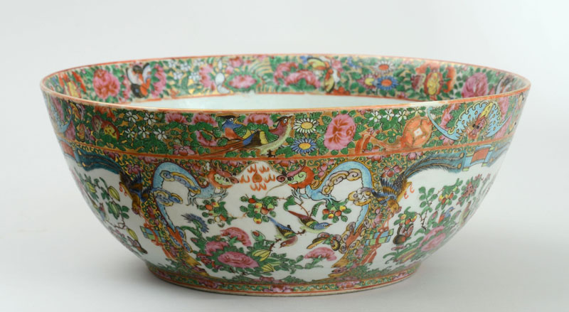 Appraisal: CANTON ROSE MEDALLION PORCELAIN PUNCH BOWL The exterior with six