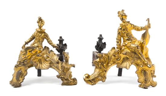 Appraisal: Sale Lot A Pair of Rococo Style Gilt Bronze Figural