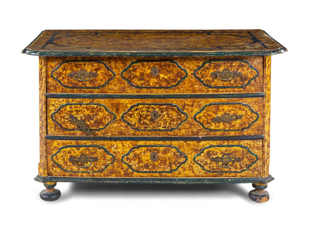 Appraisal: An Italian Baroque Style Faux Tortoise Shell Commode An Italian