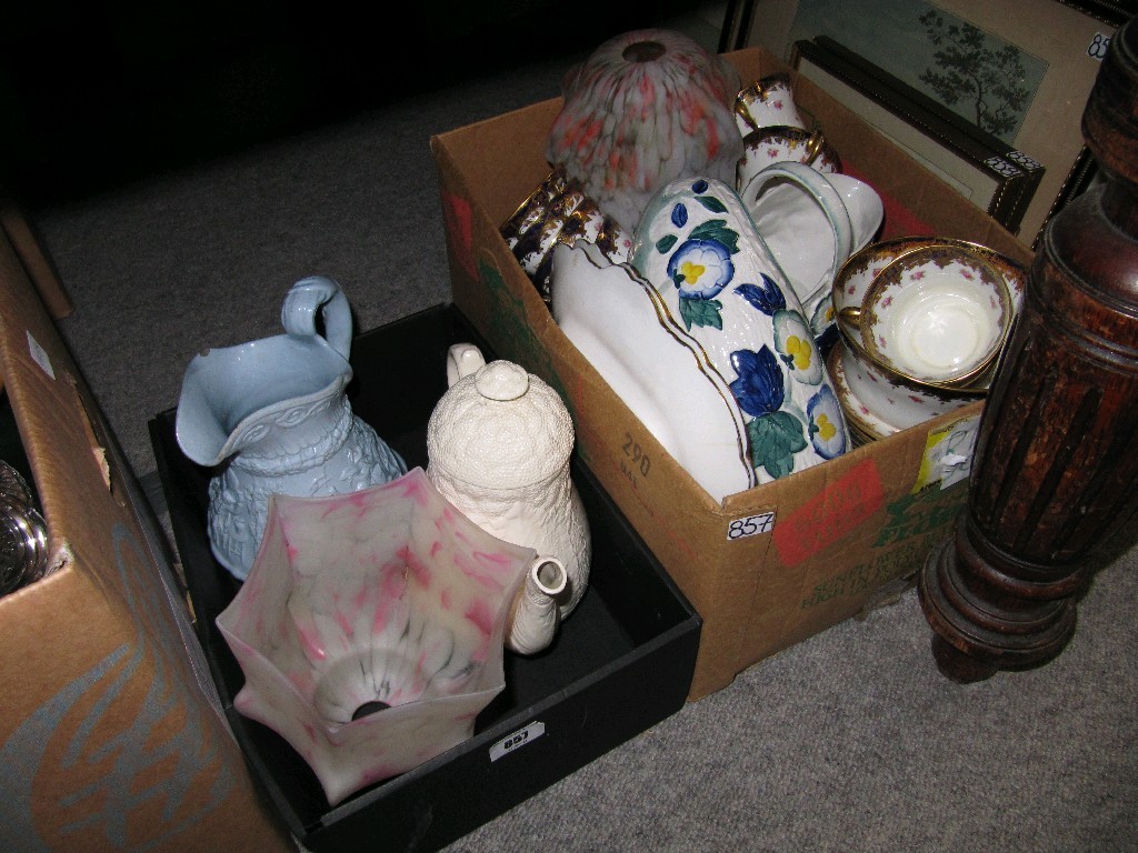 Appraisal: Lot comprising two boxes of assorted ceramics to include lampshades