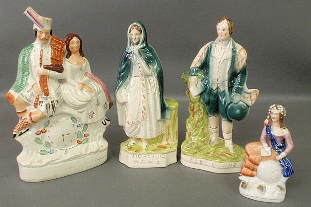 Appraisal: - Four pieces of English Staffordshire incl Robert Burns largest