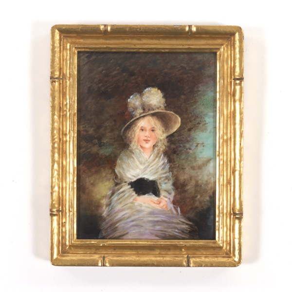 Appraisal: IMPRESSIONIST STYLE PORCELAIN PLAQUE PORTRAIT x Porcelain painted plaque Impressionistic