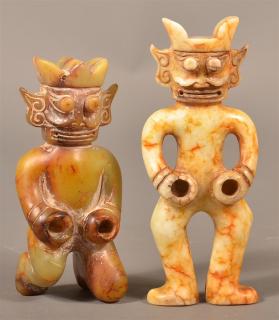 Appraisal: Two Chinese Carved Jade Mythical Figures Various colors of stone