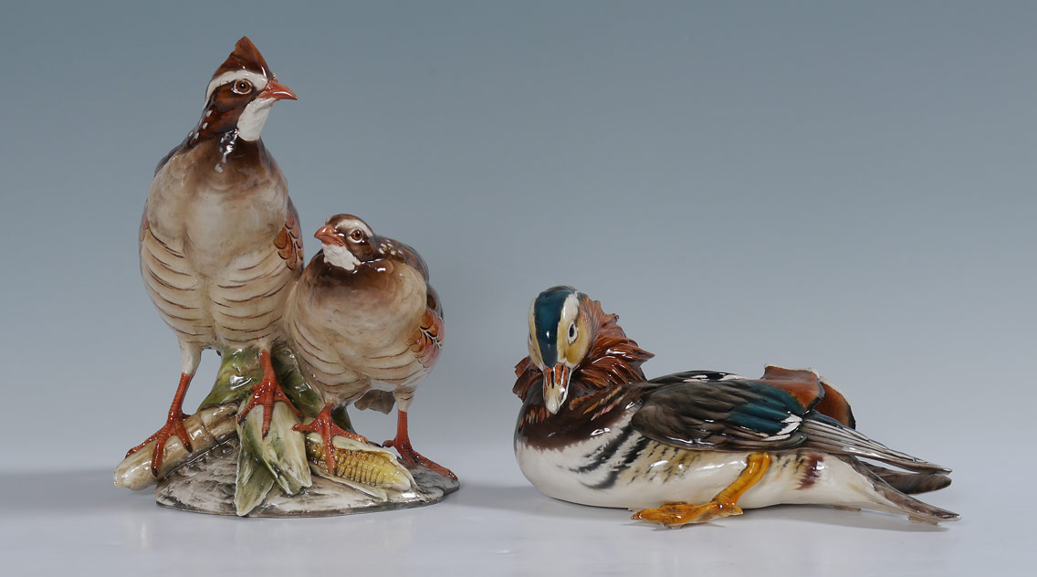 Appraisal: TAY ITALIAN CERAMIC BIRD FIGURINES Realistic coloration in majolica glaze