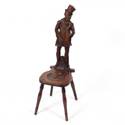 Appraisal: A carved oak chair of Charles Dickens interest the back