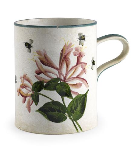 Appraisal: WEMYSS LARGE MUG EARLY TH CENTURY decorated with honeysuckle and