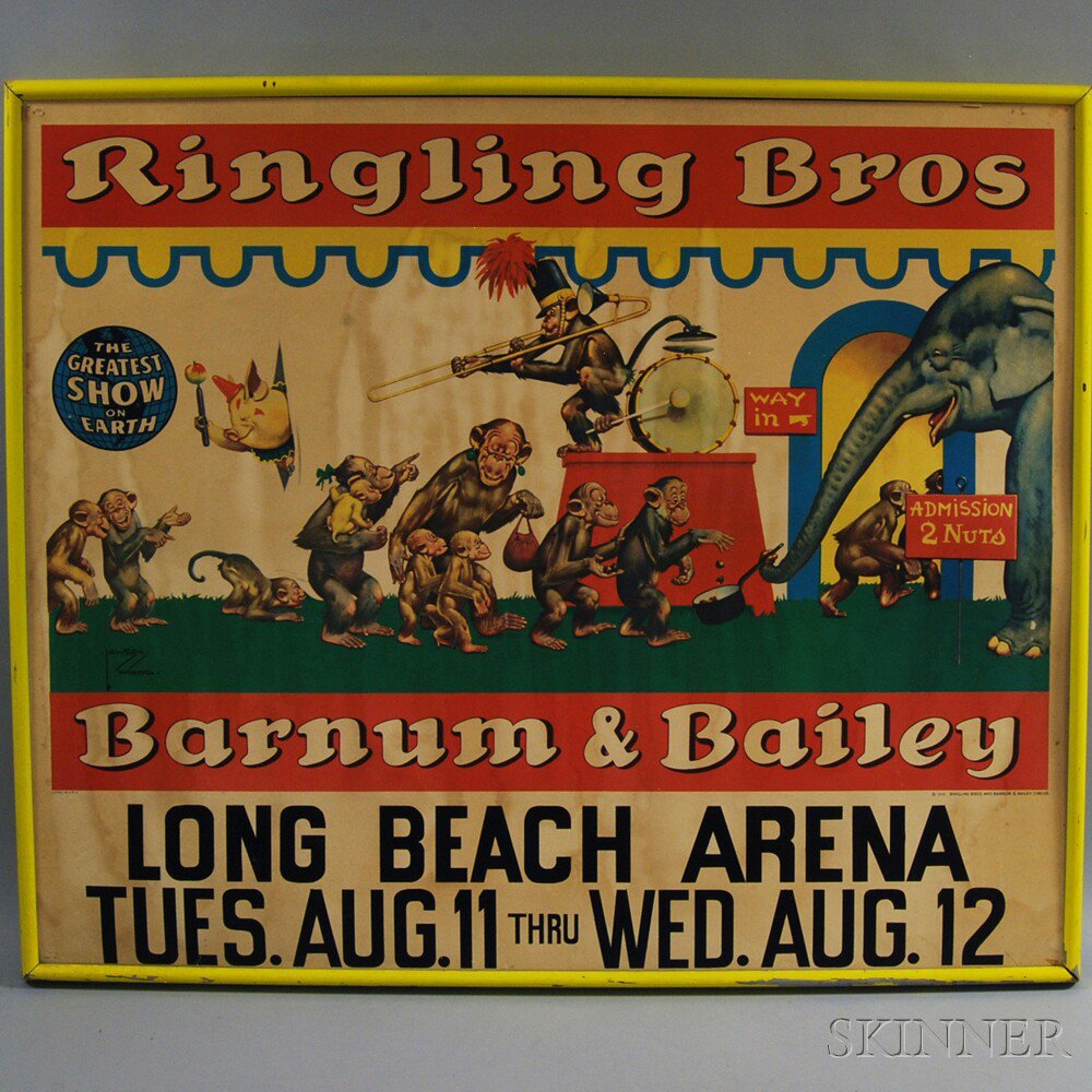 Appraisal: Framed Ringling Brothers Barnum Bailey Poster advertising for the Long