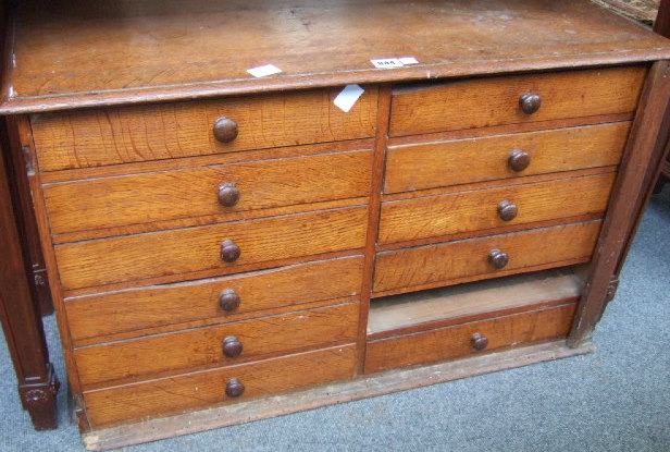 Appraisal: A th century oak table top collectors Wellington chest of