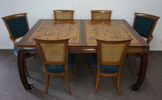 Appraisal: Modern era Japanese mahogany and walnut dining table with hand