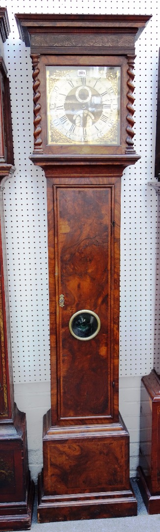 Appraisal: An th century walnut eight day longcase clock the square