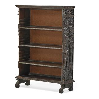 Appraisal: ITALIAN RENAISSANCE STYLE WALNUT BOOKCASE Carved sides with three shelves