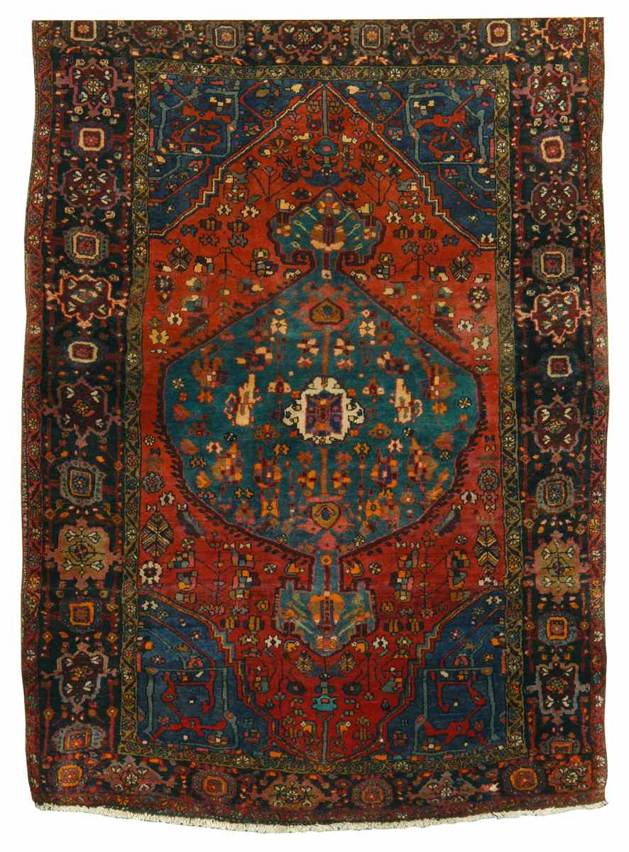 Appraisal: ORIENTAL RUG BIDJAR ' x ' Deep teal central medallion