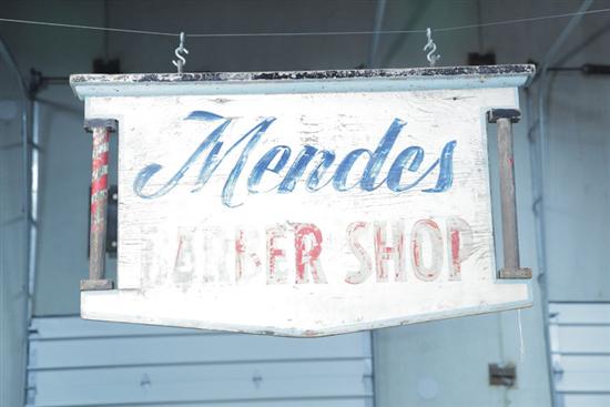 Appraisal: BARBER SHOP SIGN Polychrome paint decorated wood barber shop sign