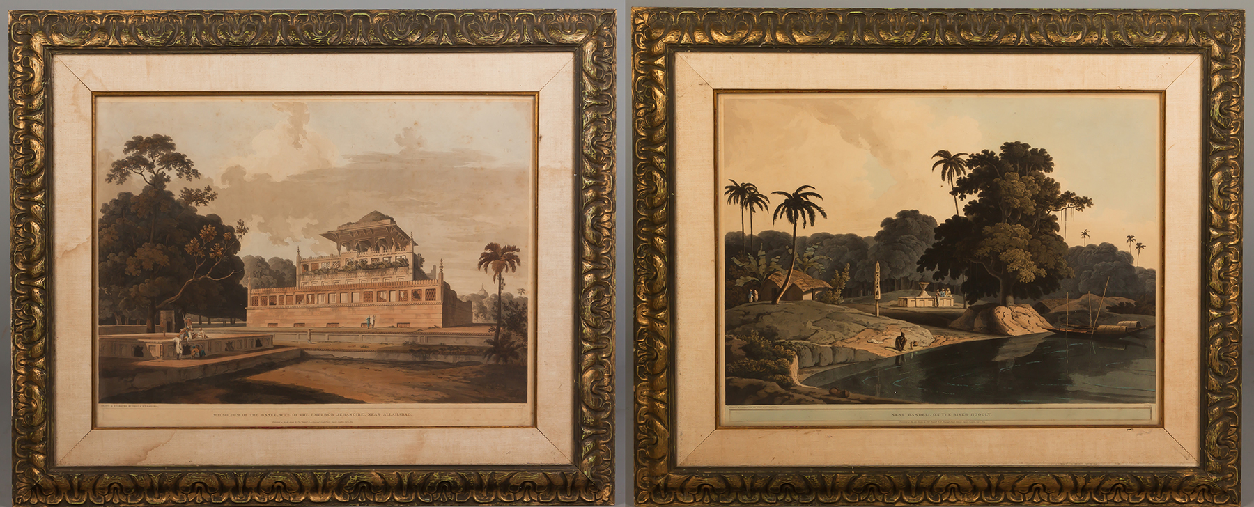 Appraisal: Pair of Thomas William Daniell Colored Aquatints Musoleum Ranee Wife