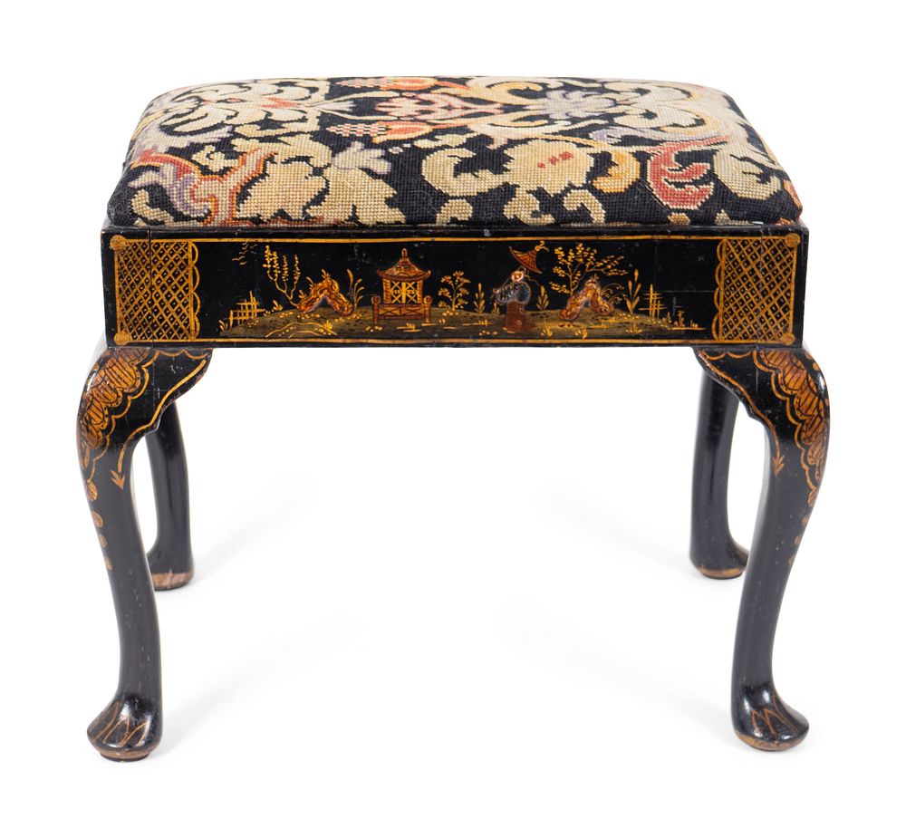 Appraisal: A George II Style Black Japanned Stool Height x length