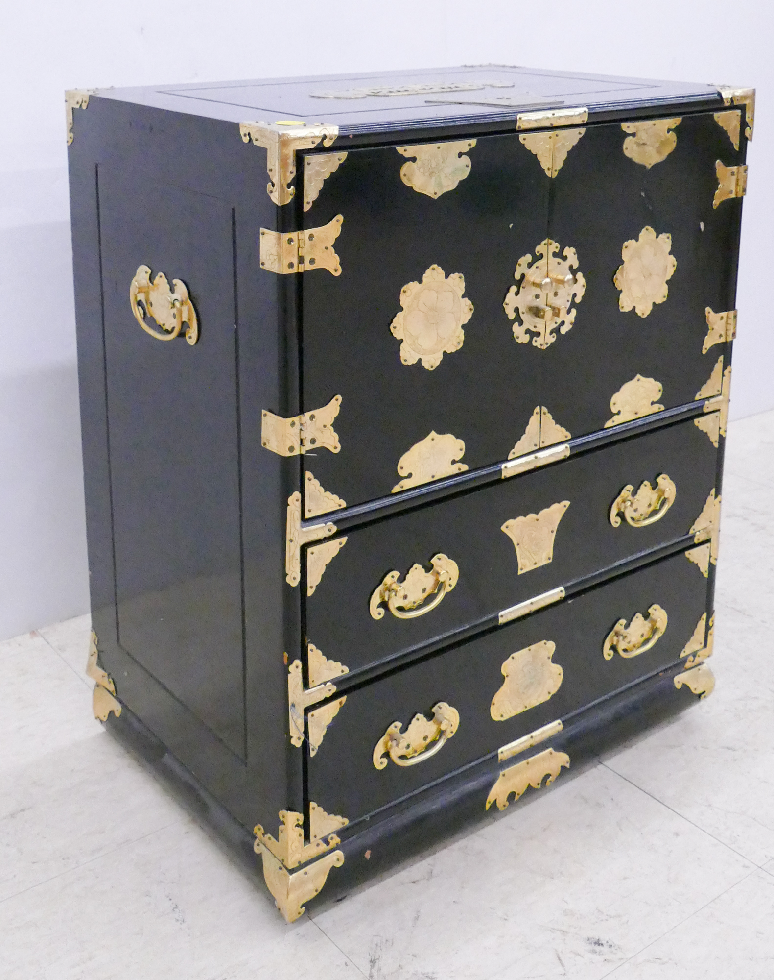 Appraisal: Japanese Black Lacquered Small Tansu Chest- x x ''