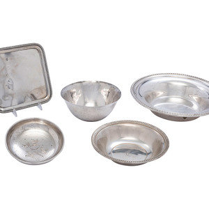 Appraisal: Four American Silver Serving Bowls and a Tray th th