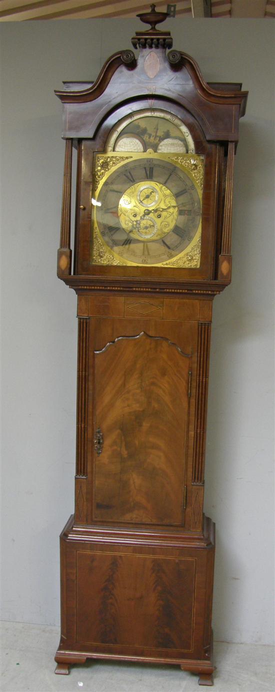 Appraisal: th century boxwood strung and parquetry inlaid longcase clock with