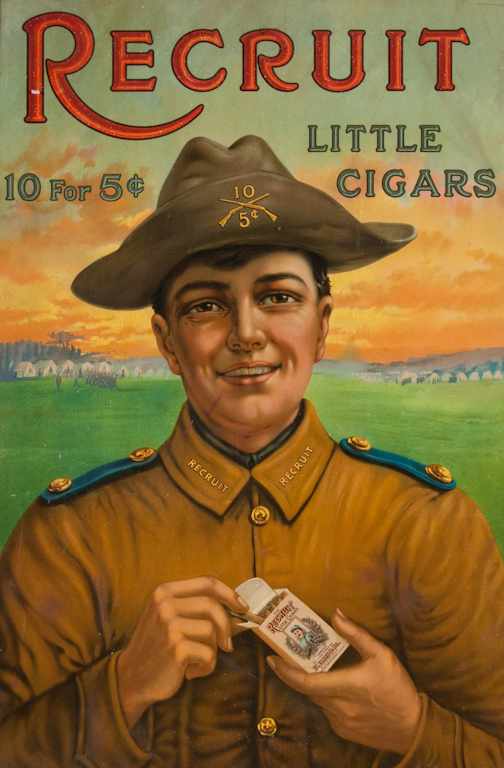 Appraisal: American early th century advertising poster ''Recruit - Little Cigars''