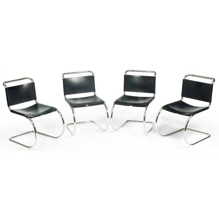 Appraisal: Mies van der Rohe MR dining chairs four by Knoll