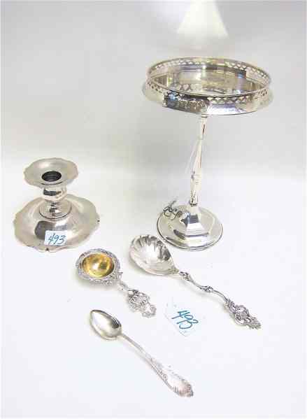 Appraisal: FIVE PIECES ASSORTED SILVER sterling compote ''D x ''H sterling