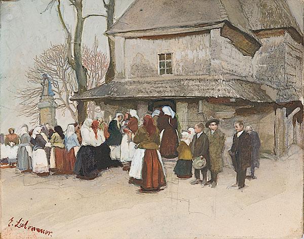 Appraisal: ERNST LIEBENAUER AUSTRIAN - GENRE SCENE Watercolor and pencil on