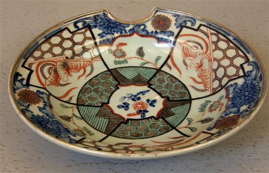 Appraisal: th century Japanese Imari barber's bowl painted with six alternating