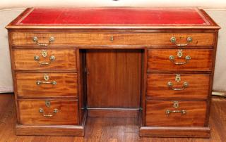 Appraisal: ENGLISH MODERN MAHOGANY LEATHER TOP KNEE HOLE DESK ENGLISH MODERN