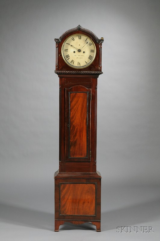 Appraisal: Empire Mahogany Tall Clock by John Byrne Dublin circa dome