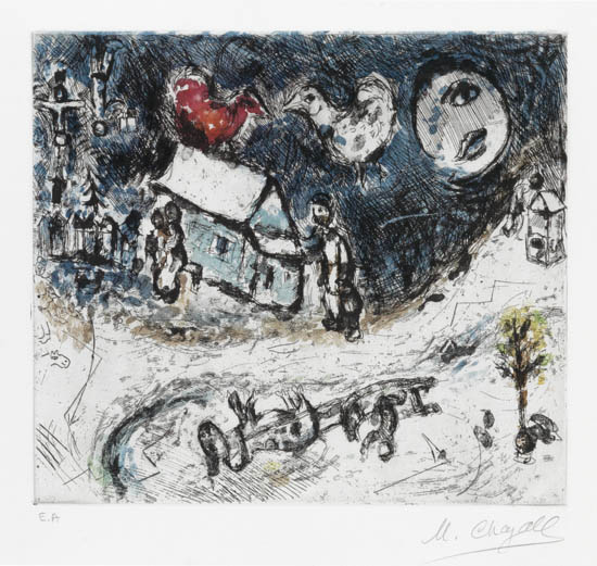 Appraisal: MARC CHAGALL Le Coq sur le toit Color etching on