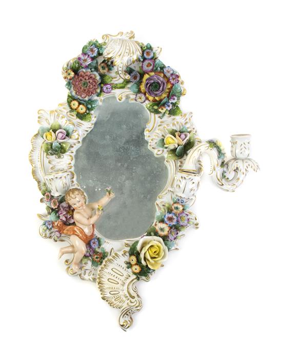 Appraisal: Sale Lot A German Porcelain Girandole Mirror the frame of