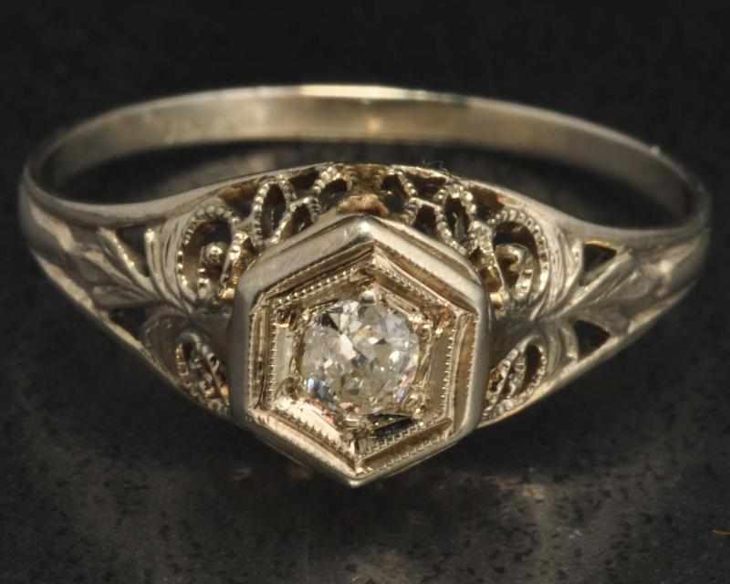 Appraisal: K W Gold Diamond Ring Description Diamond ct Filigree setting