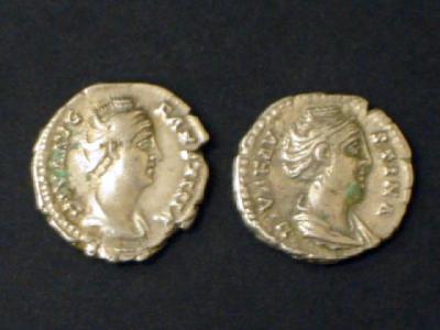 Appraisal: TWO DIVA FAUSTINA SENIOR DENARII with Providentia and Antoninus holding