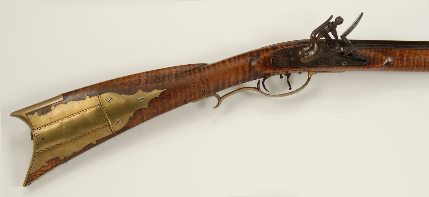 Appraisal: KENTUCKY FLINTLOCK BOY'S RIFLE cal Tiger maple stock with brass