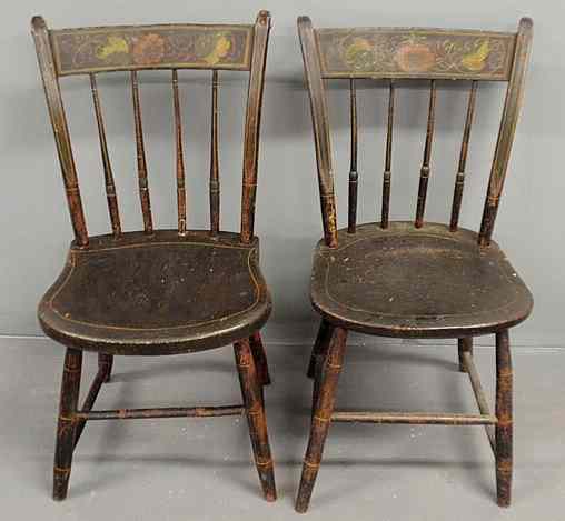 Appraisal: Two similar bamboo turned Windsor side chairs c with original