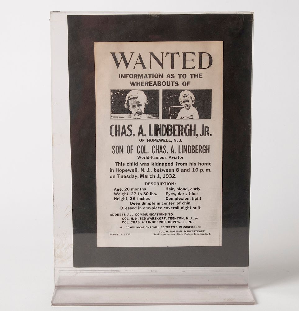 Appraisal: Lindbergh Kidnapping Wanted Poster Original Lindbergh kidnapping Wanted poser Printed