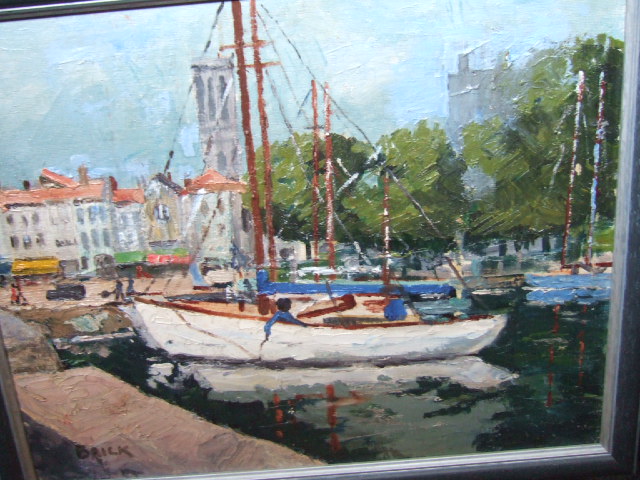 Appraisal: M Brick - Harbour scene oil on board signed cm