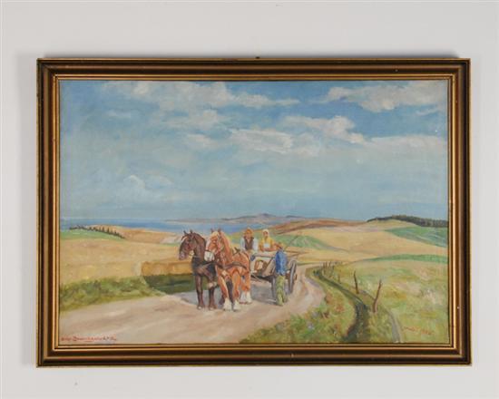 Appraisal: Alfred Braendgaad Anderson b Denmark A Farm Cart with Figures