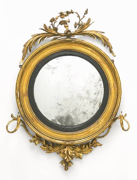 Appraisal: A Regency carved giltwood convex girandole losses height in width