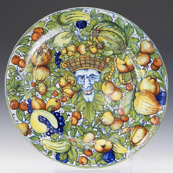 Appraisal: LARGE ITALIAN RENAISSANCE STYLE MAJOLICA CHARGER x Deep charger with