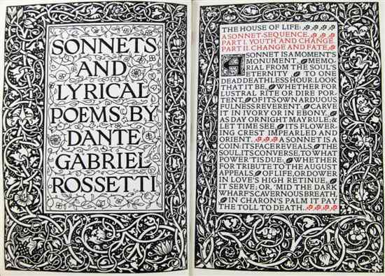 Appraisal: ROSSETTI D SONNETS AND LYRICAL POEMS woodblock printed title and