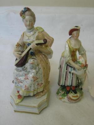 Appraisal: AN ENGLISH PEARLWARE FIGURE modelled as a lady in th