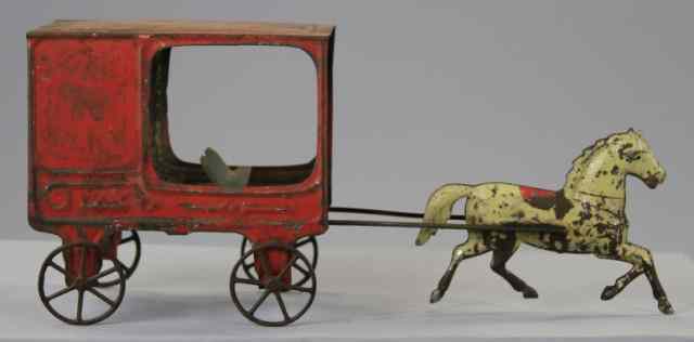 Appraisal: HORSE DRAWN MILK WAGON Fallows c 's hand painted American