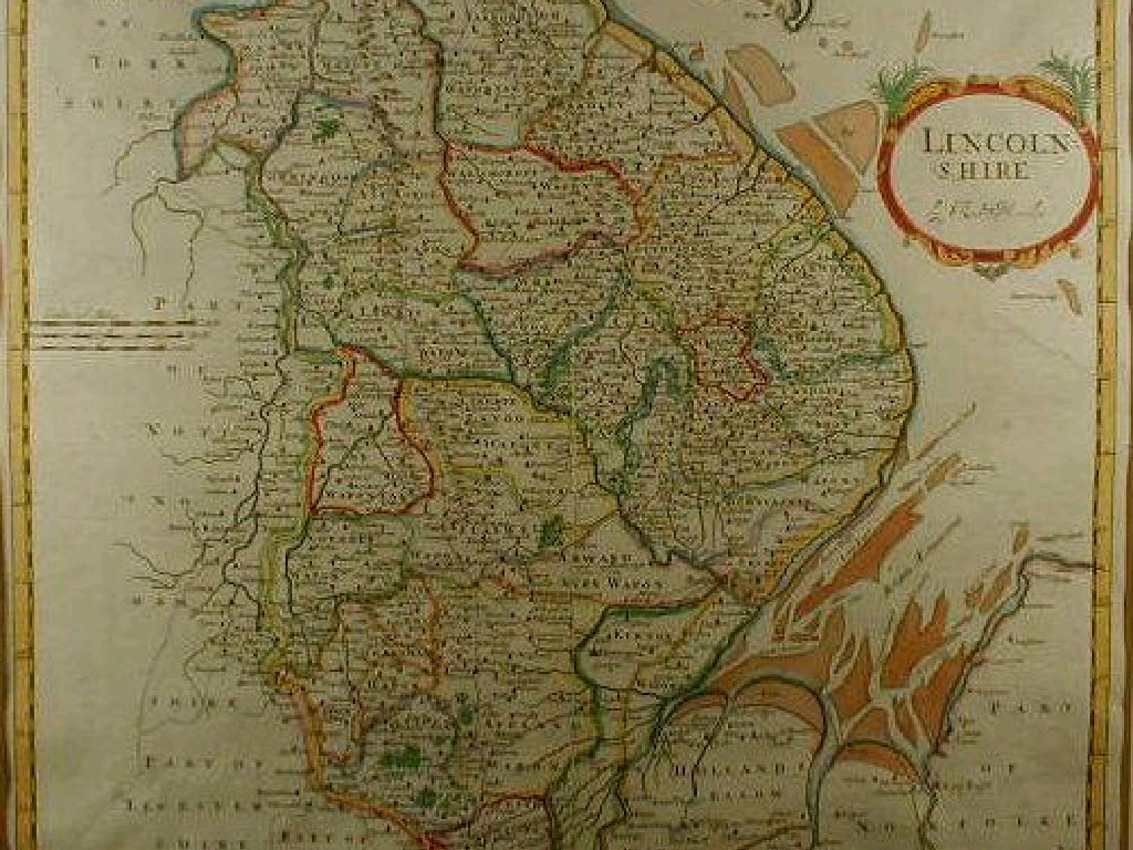 Appraisal: An thC hand coloured map of Lincolnshire after Robert Morden