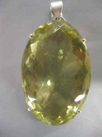 Appraisal: Lemon Citrine Pendant huge faceted oval gem over carats ''