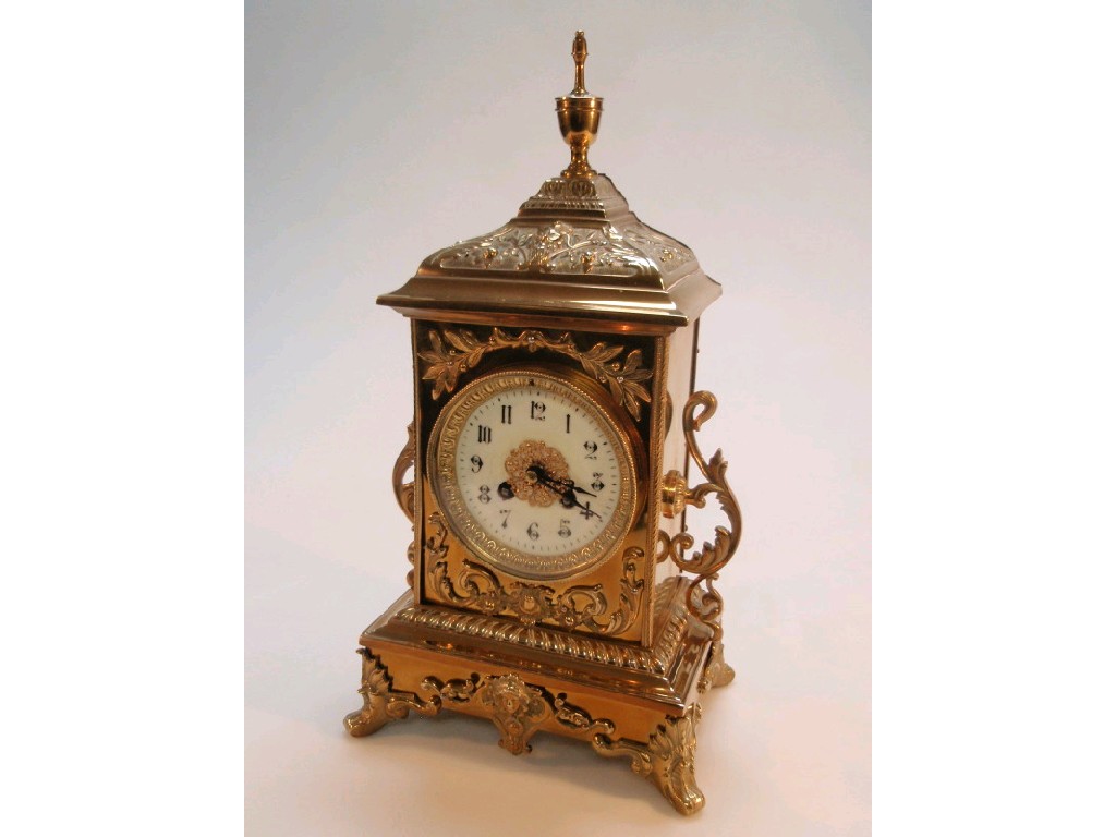 Appraisal: A late thC French gilt metal mantel clock of eight