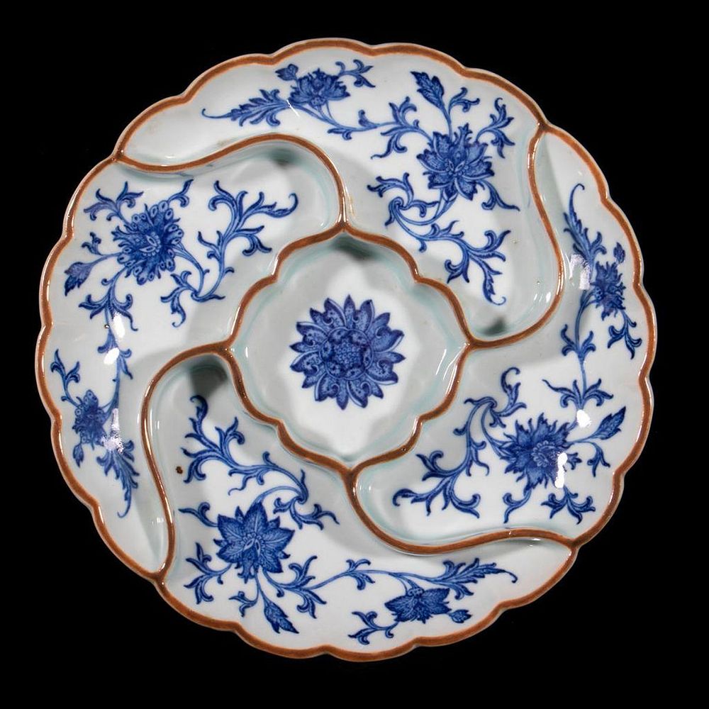 Appraisal: Asian Blue and White th century Porcelain Hors d'Oeuvre Plate