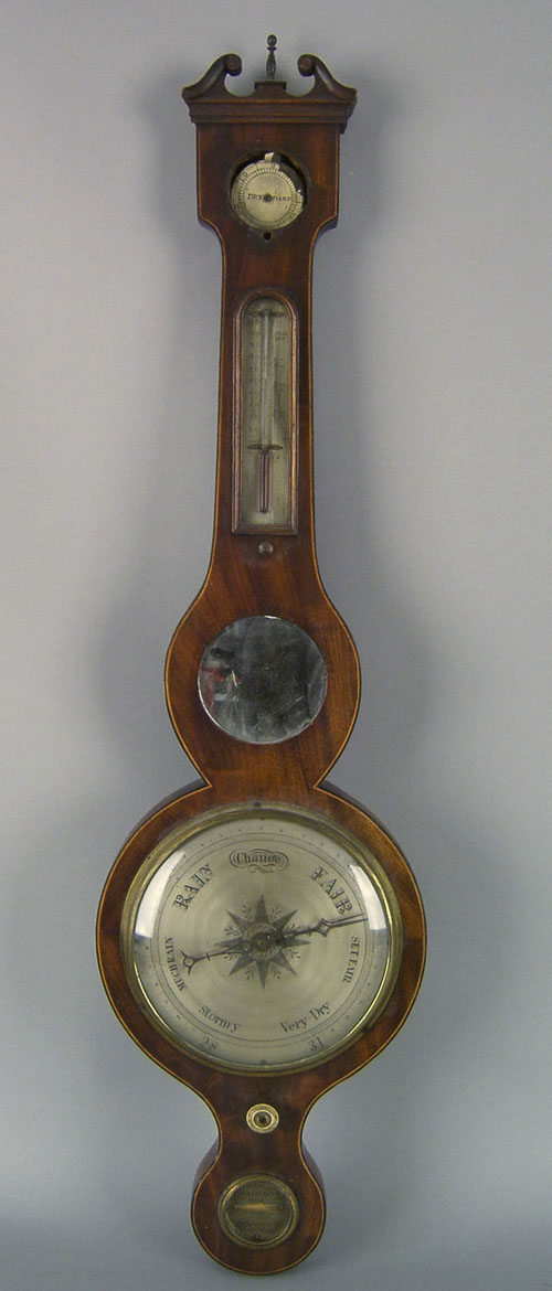 Appraisal: Regency mahogany banjo barometer th c signed P Salomon Guisbro